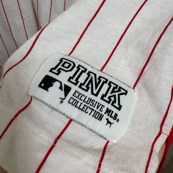 PINK Victorias Secret MLB Cincinnati Reds Sequin Bling Jersey T Shirt Med - Picture 6 of 7